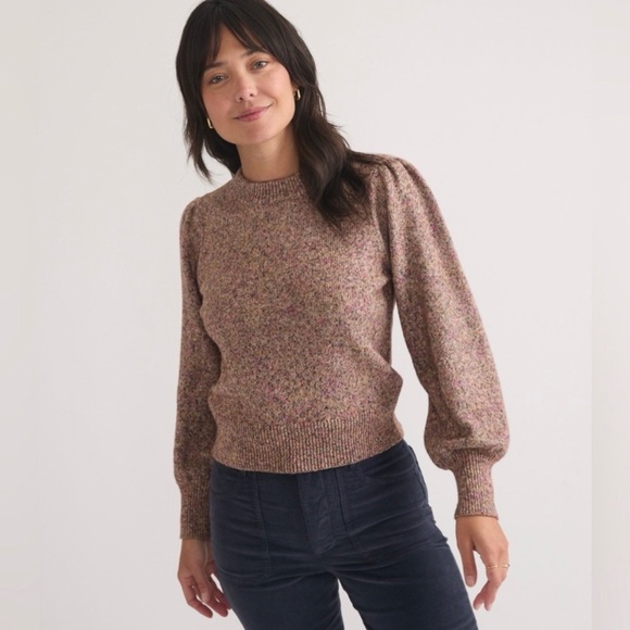 Marine Layer Sweaters - Marine Layer Alma Puff Sleeve Cotton Blend Crewneck Sweater